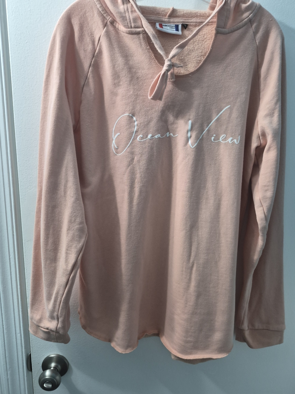 Ocean View Women's Hoodie - Peach Pink Long Sleeve